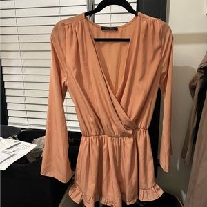 Peach long sleeve romper